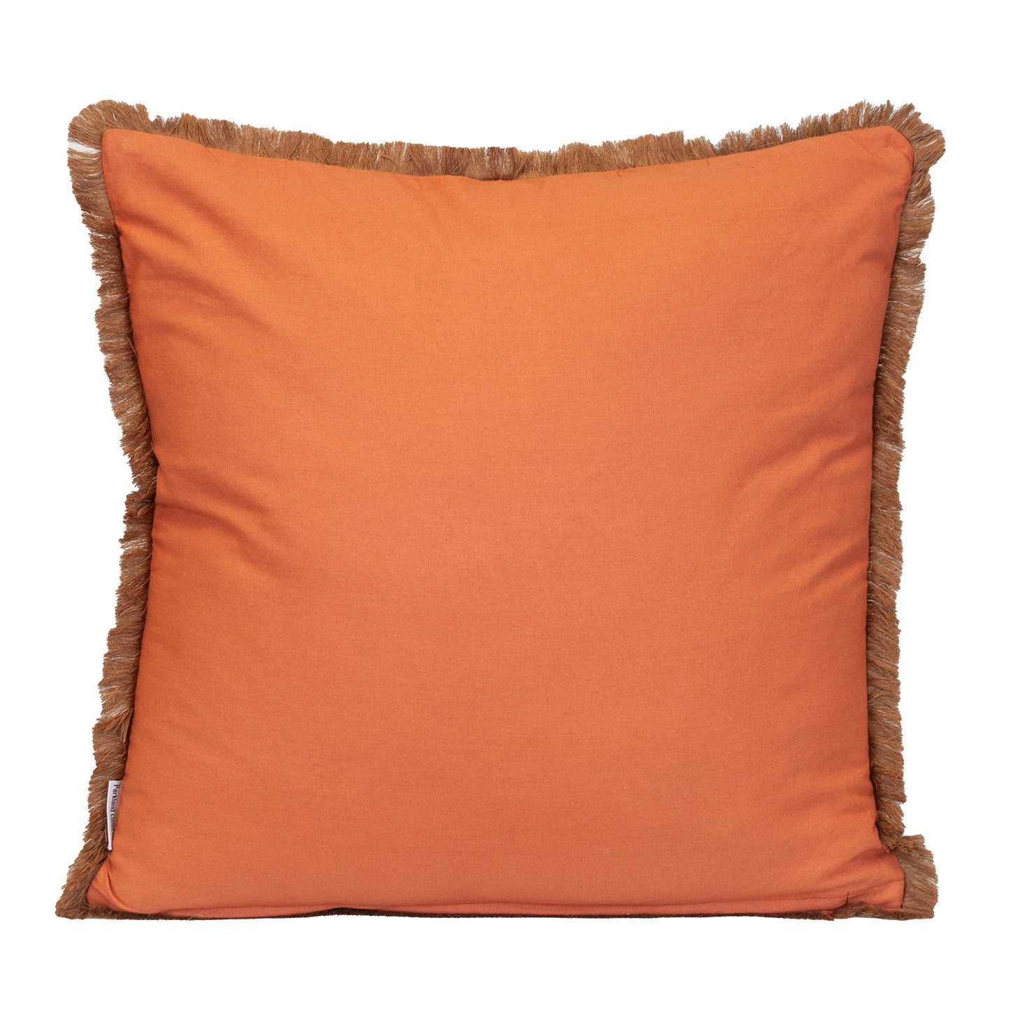 Brown & White Striped Cotton Pillow w/ Fringe