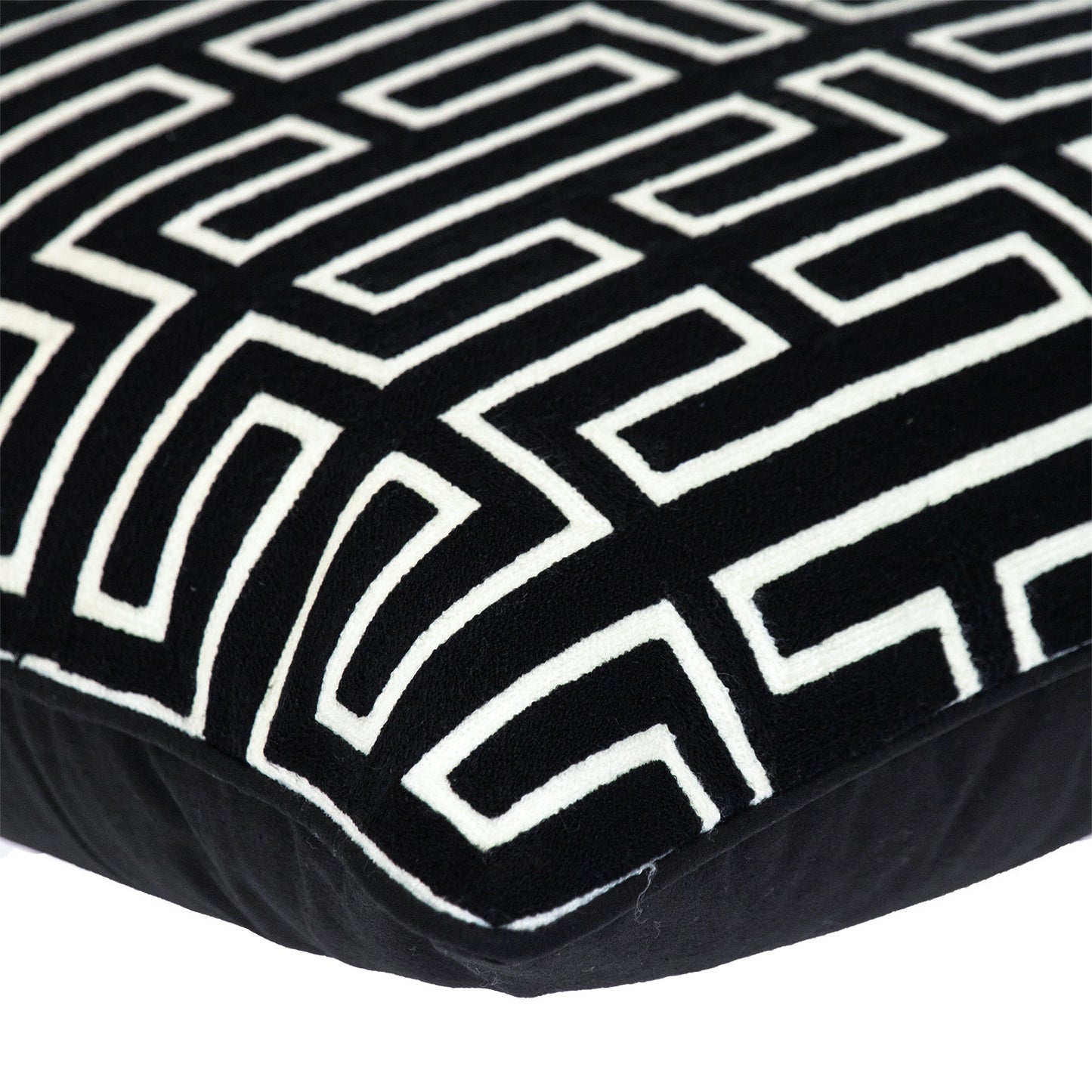Black Geometric Cotton Pillow