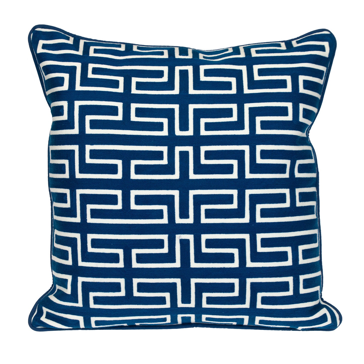 Blue Geometric Cotton Pillow
