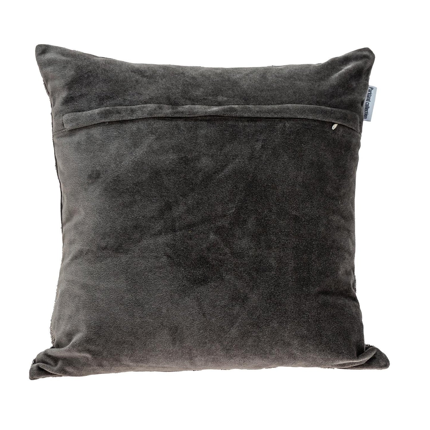 Gray & Silver Damask Velvet Pillow w/ Beads