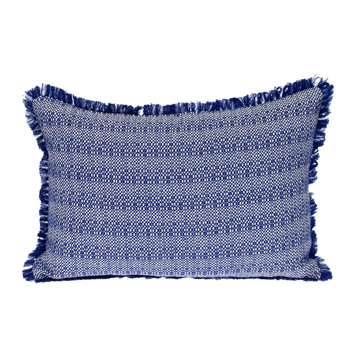Blue & White Striped Cotton Pillow w/ Fringe