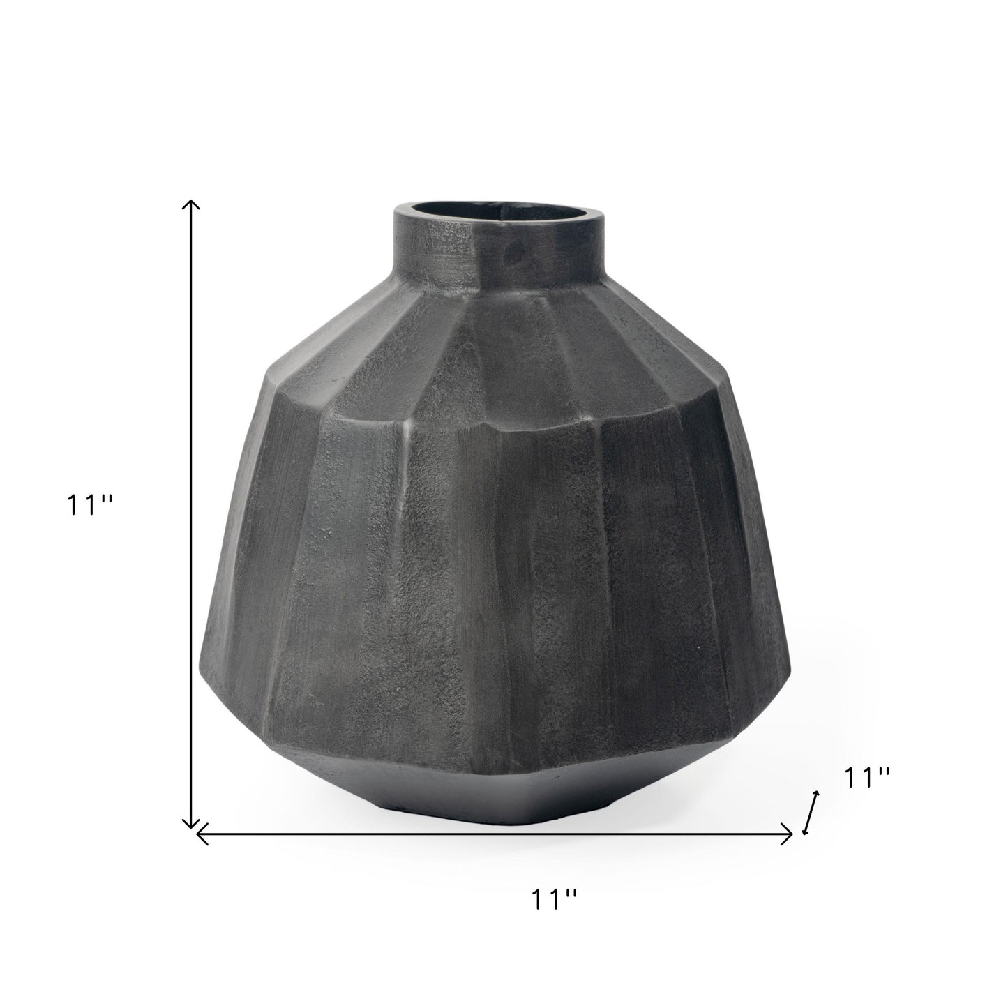 Gray Geometric Round Aluminum Table Vase