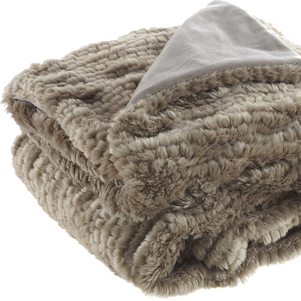 Brown Knitted Plush Throw