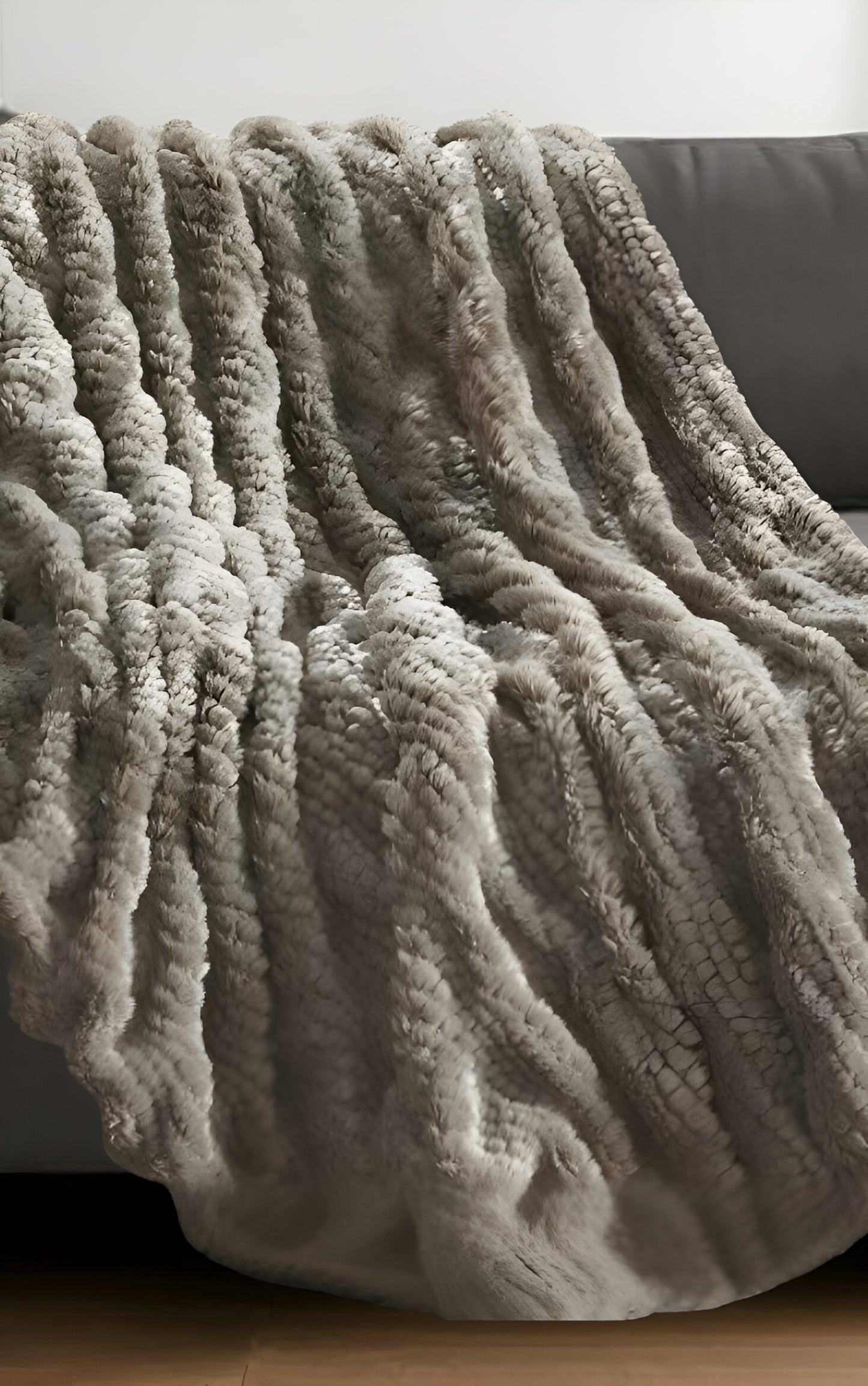 Brown Knitted Plush Throw