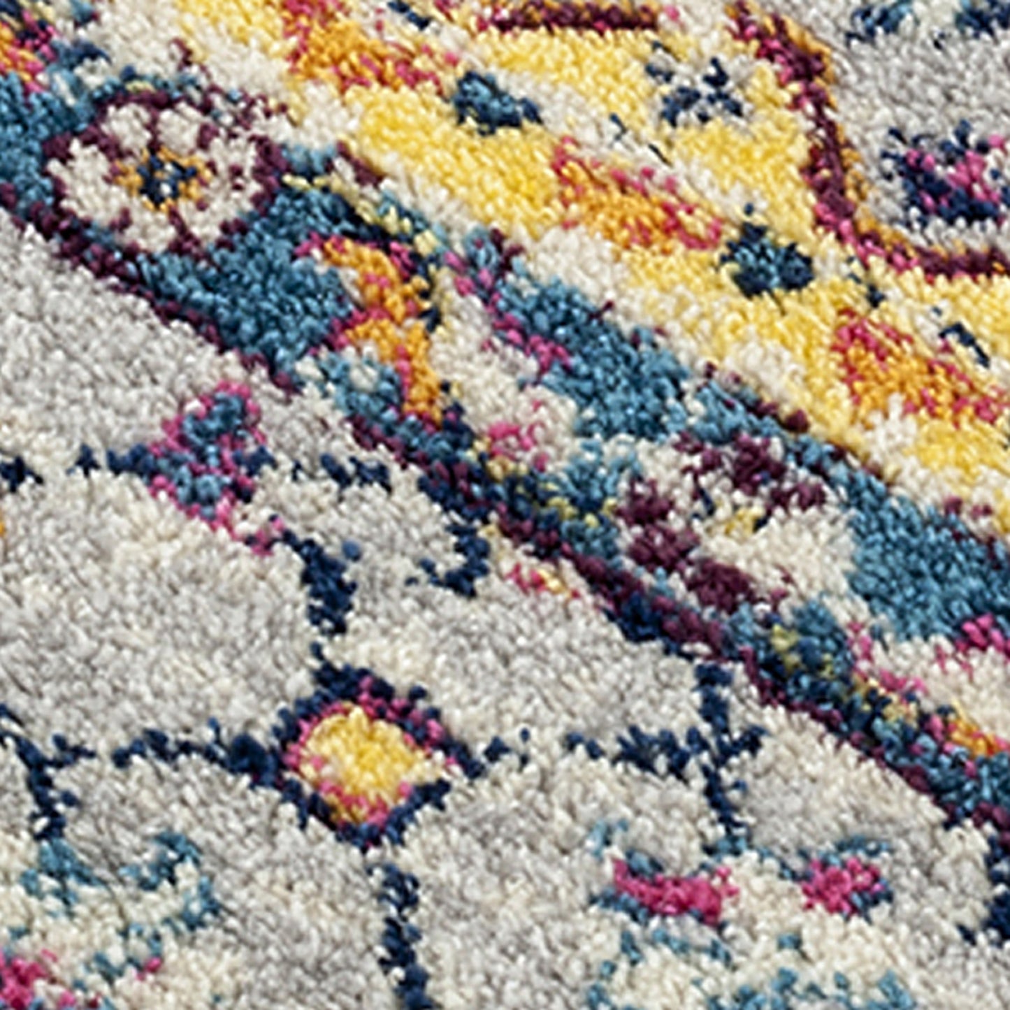 7 x 9 Ivory Navy & Orange Medallion Power Loom Rug