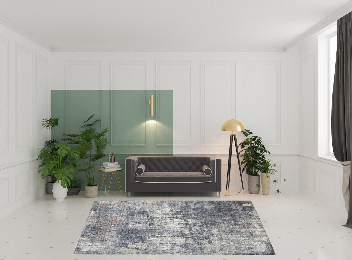 8 x 10 Gray & Ivory Power Loom Rug