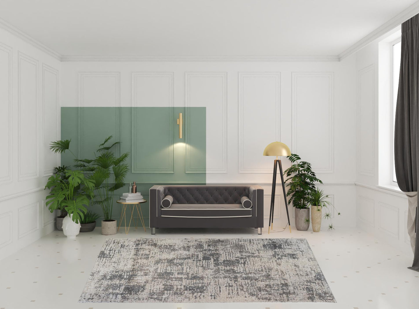 8 x 10 Gray & Beige Power Loom Rug