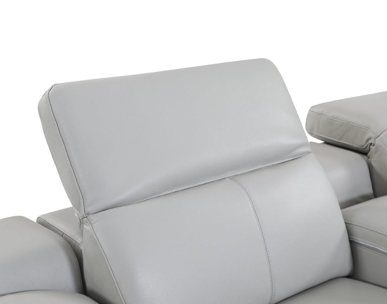 Light Gray Italian Leather U Shaped 5 Piece Sectional w/ Console