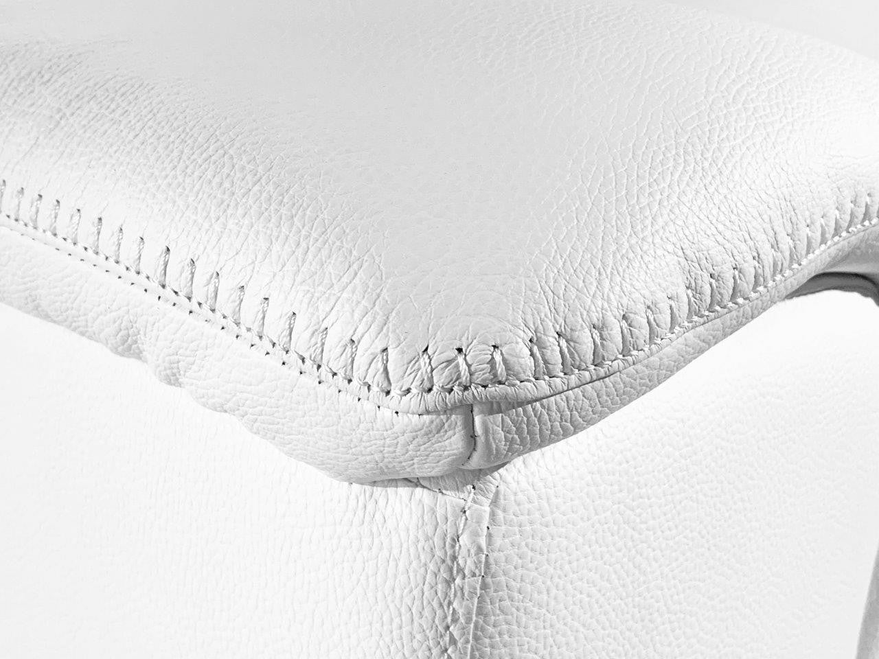 White Italian Leather L Shaped 5 Piece Sectional