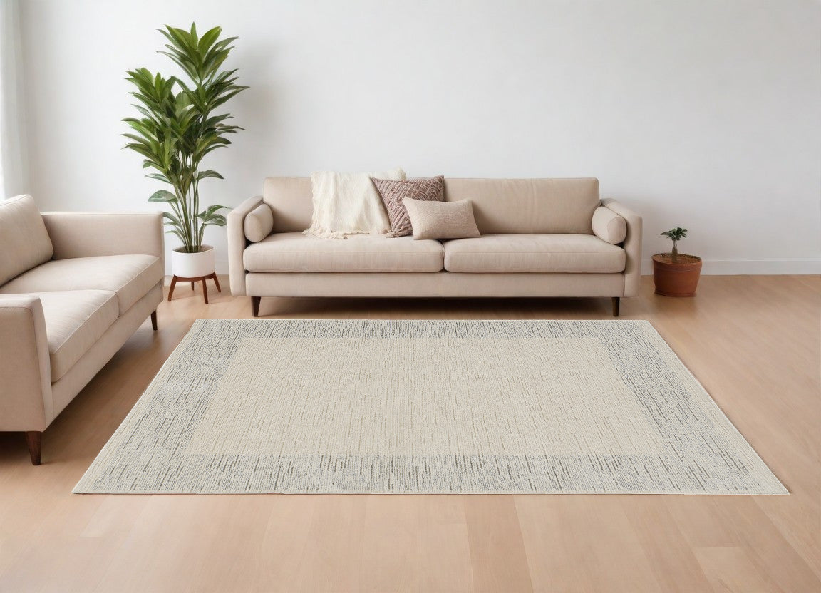 8 x 10 Ivory & Gray Power Loom Rug