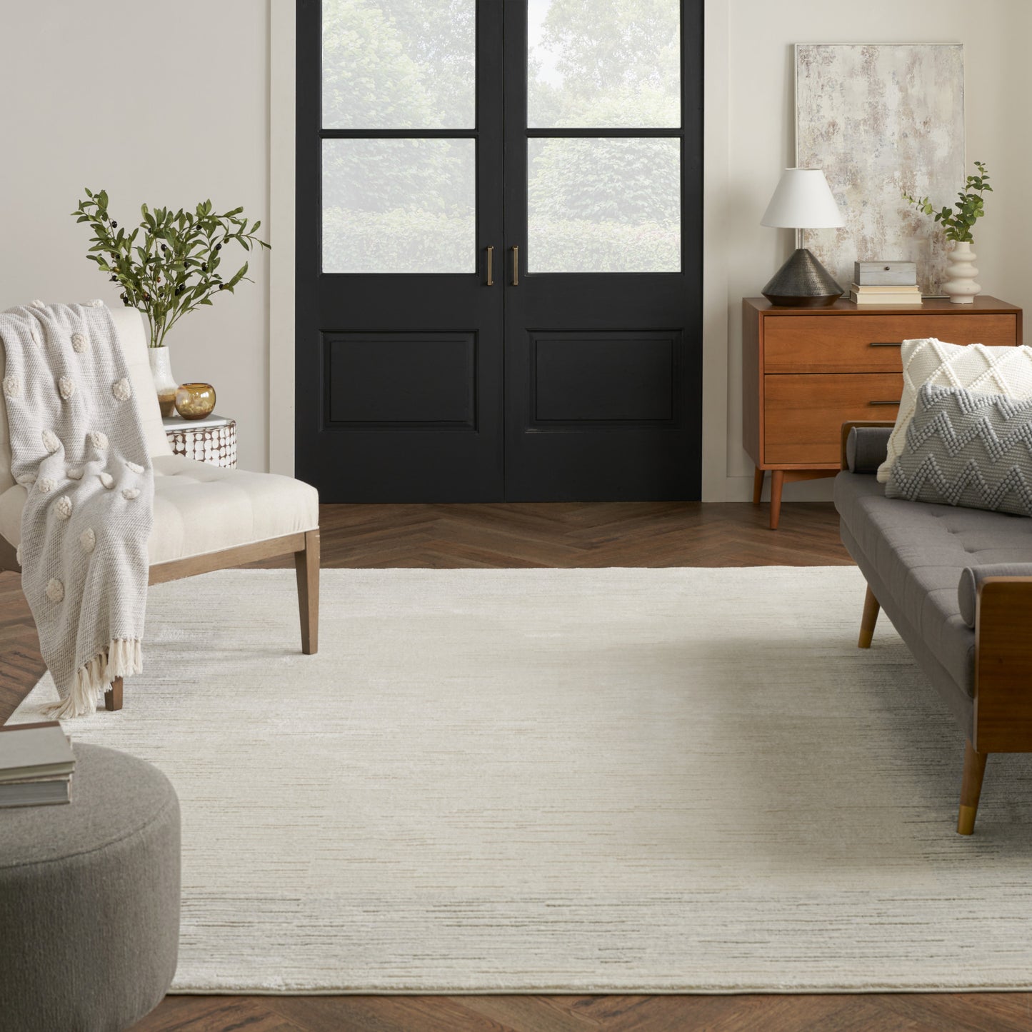 8 x 10 Ivory & Gray Power Loom Rug