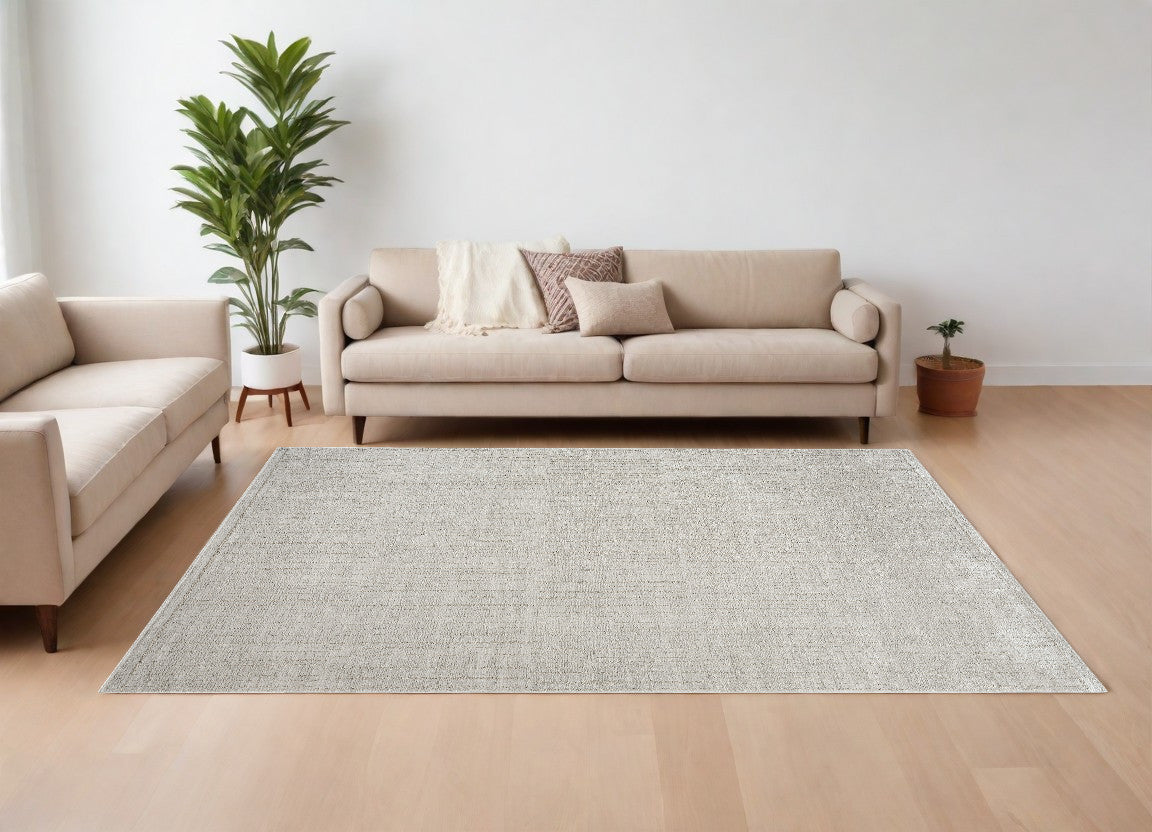 8 x 10 Gray & Ivory Power Loom Rug