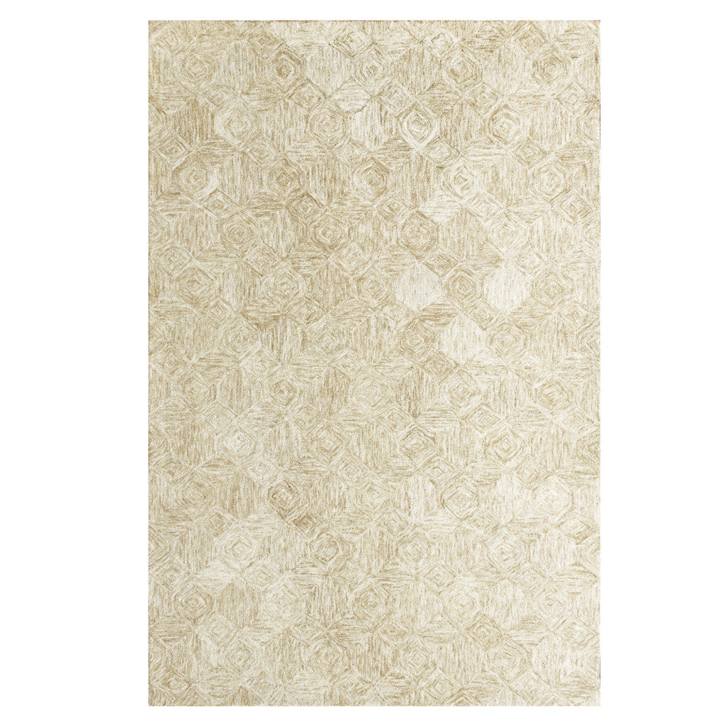 8 x 10 Beige Wool Geometric Hand Tufted Rug