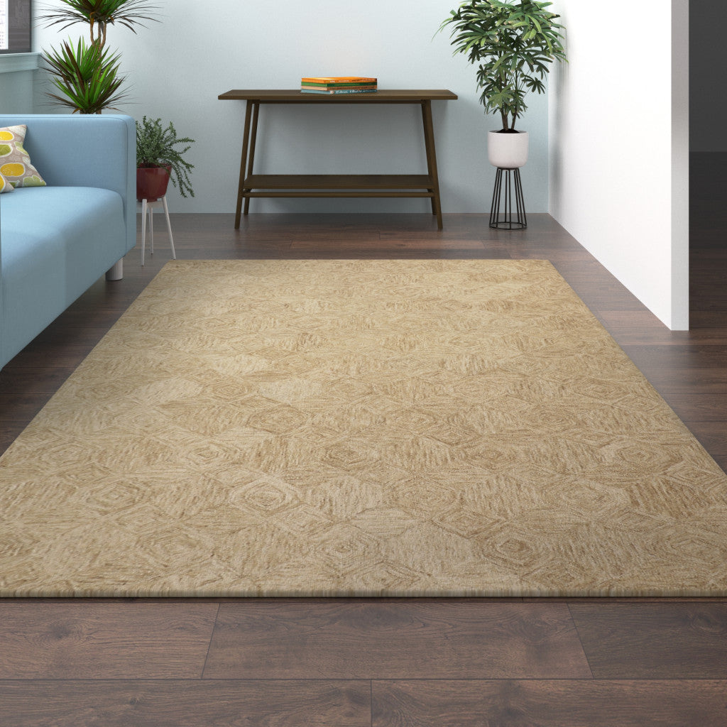 8 x 10 Beige Wool Geometric Hand Tufted Rug
