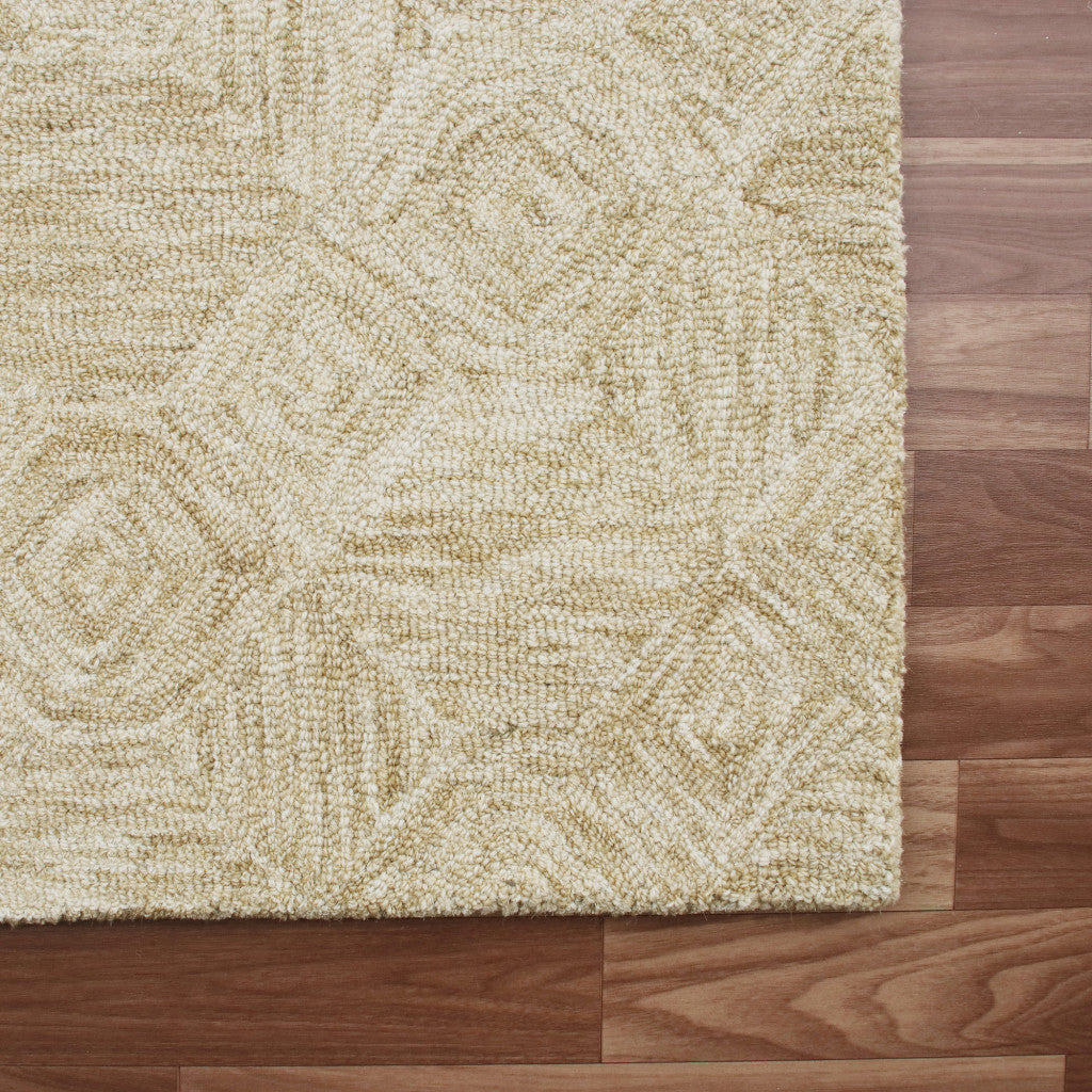 8 x 10 Beige Wool Geometric Hand Tufted Rug