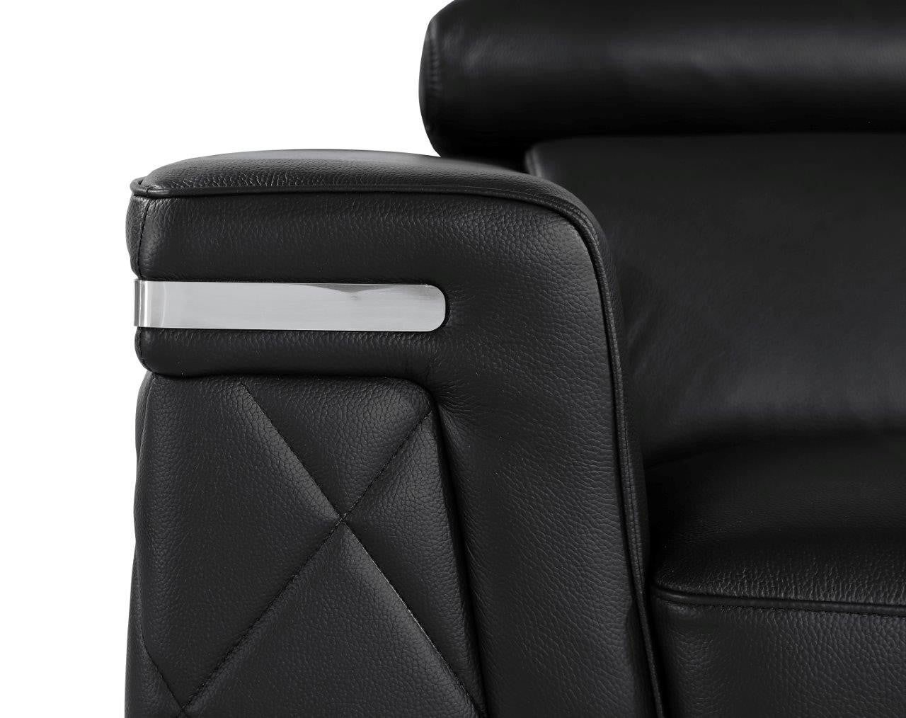 Black & Silver Top Grain Leather Club Chair