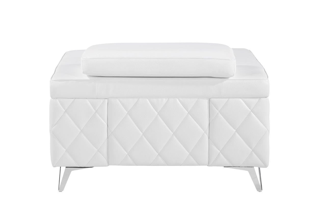 White & Silver Top Grain Leather Club Chair