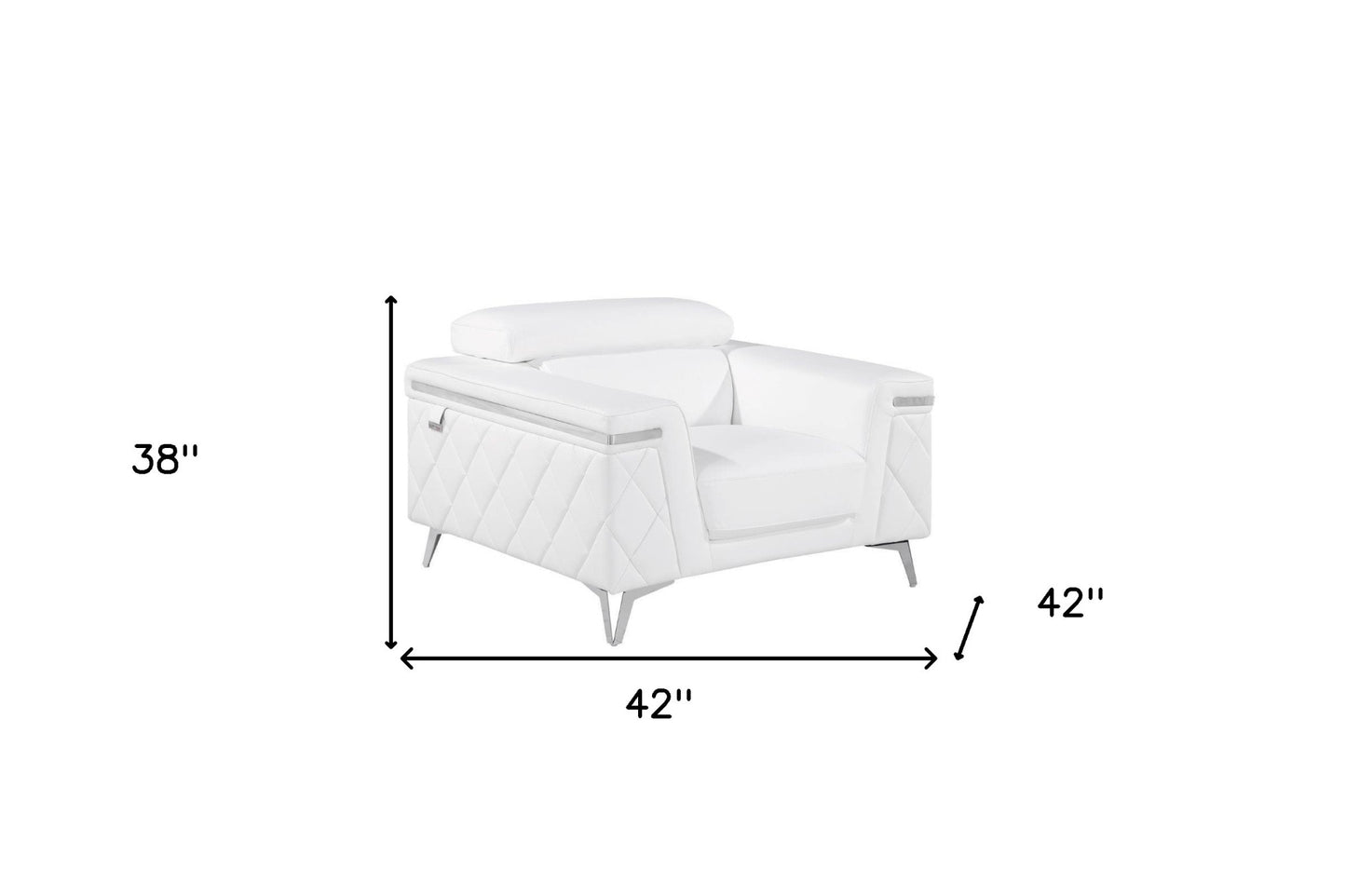 White & Silver Top Grain Leather Club Chair