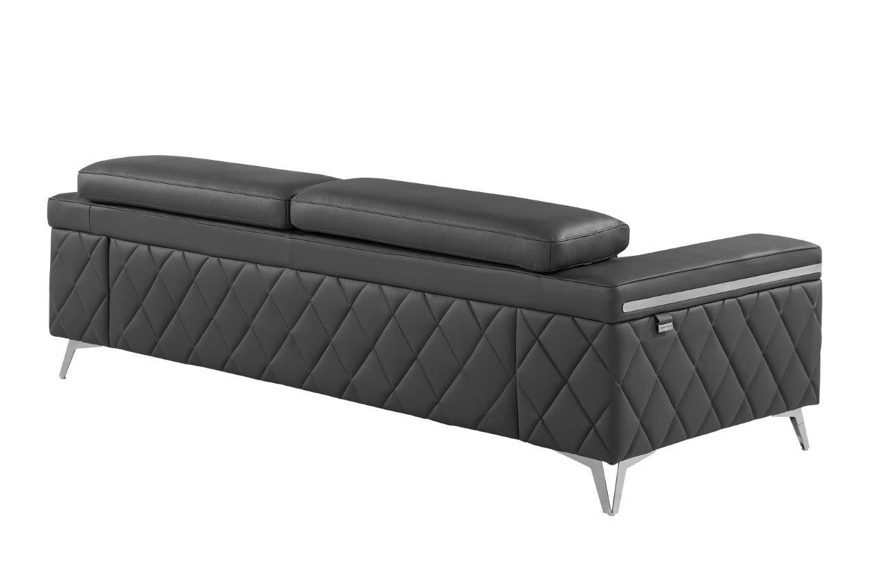 Dark Gray Italian Leather Sofa