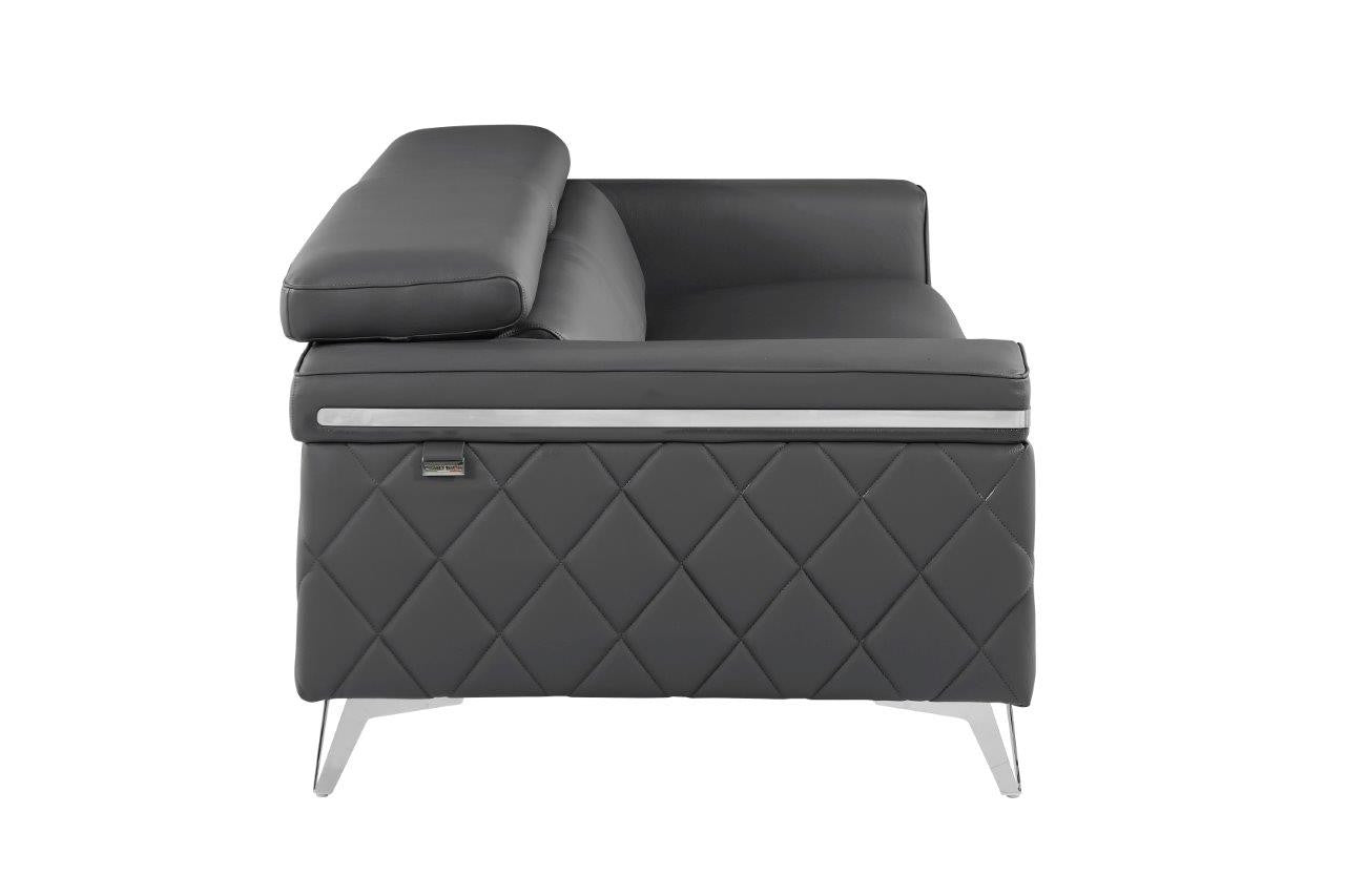 Dark Gray Italian Leather Sofa