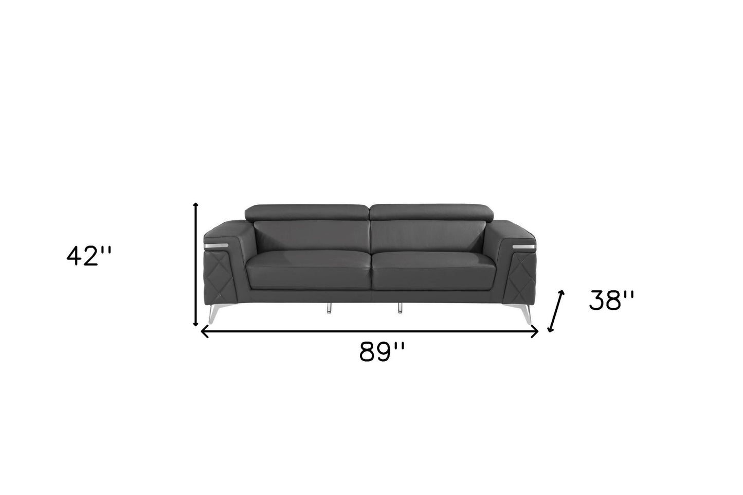 Dark Gray Italian Leather Sofa