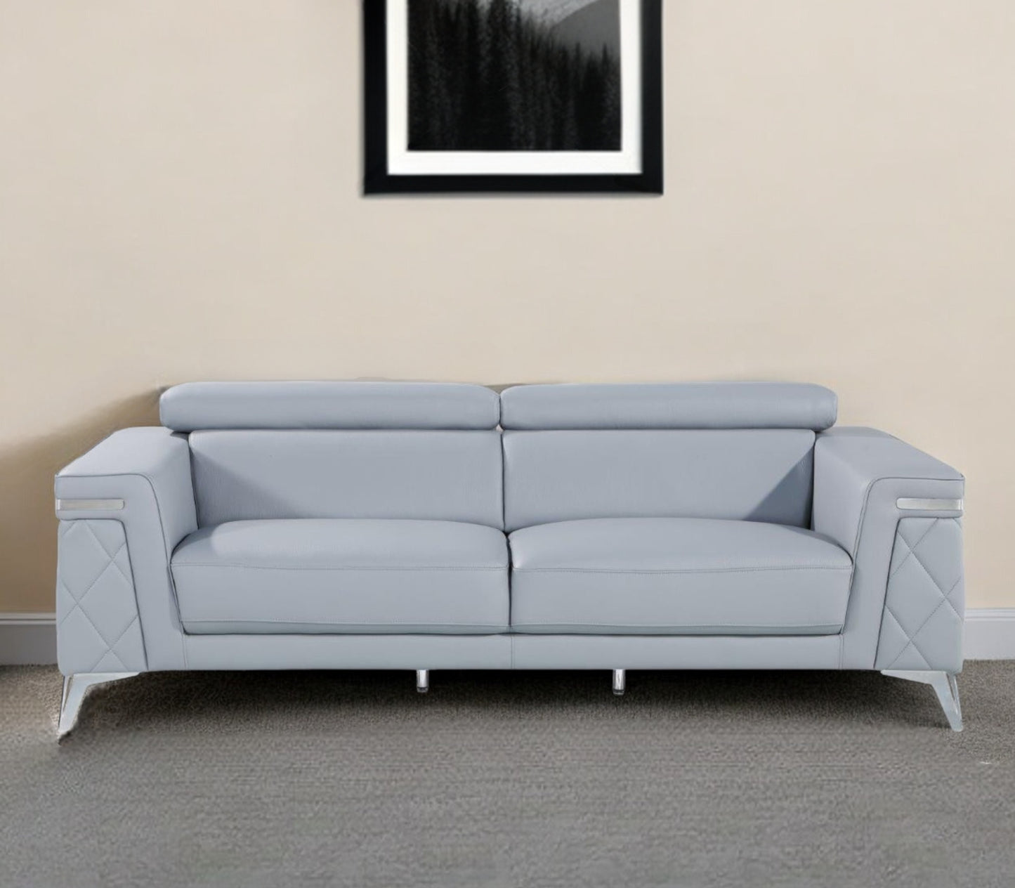 Light Blue Italian Leather Sofa