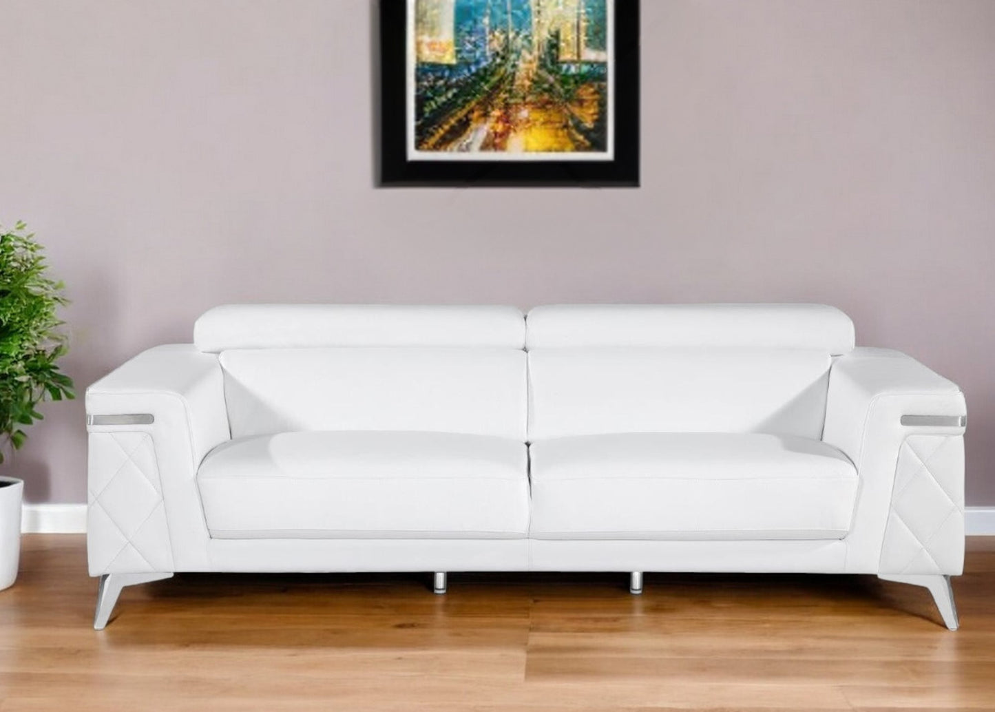 White Italian Leather Sofa