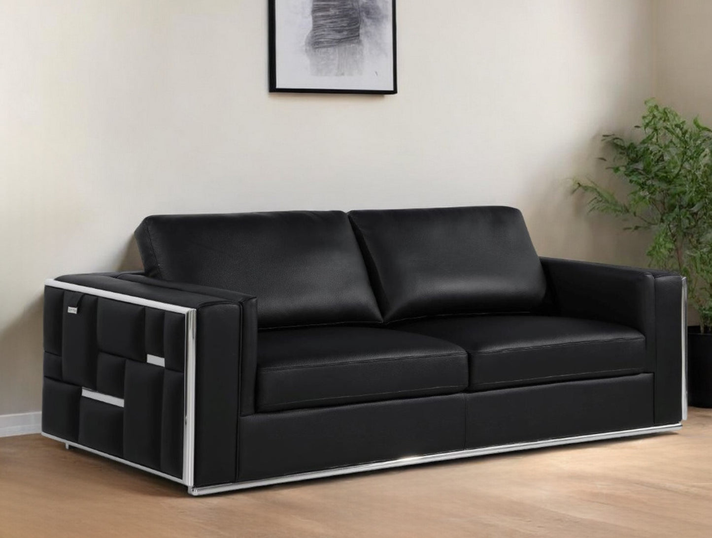 Black Italian Leather Sofa