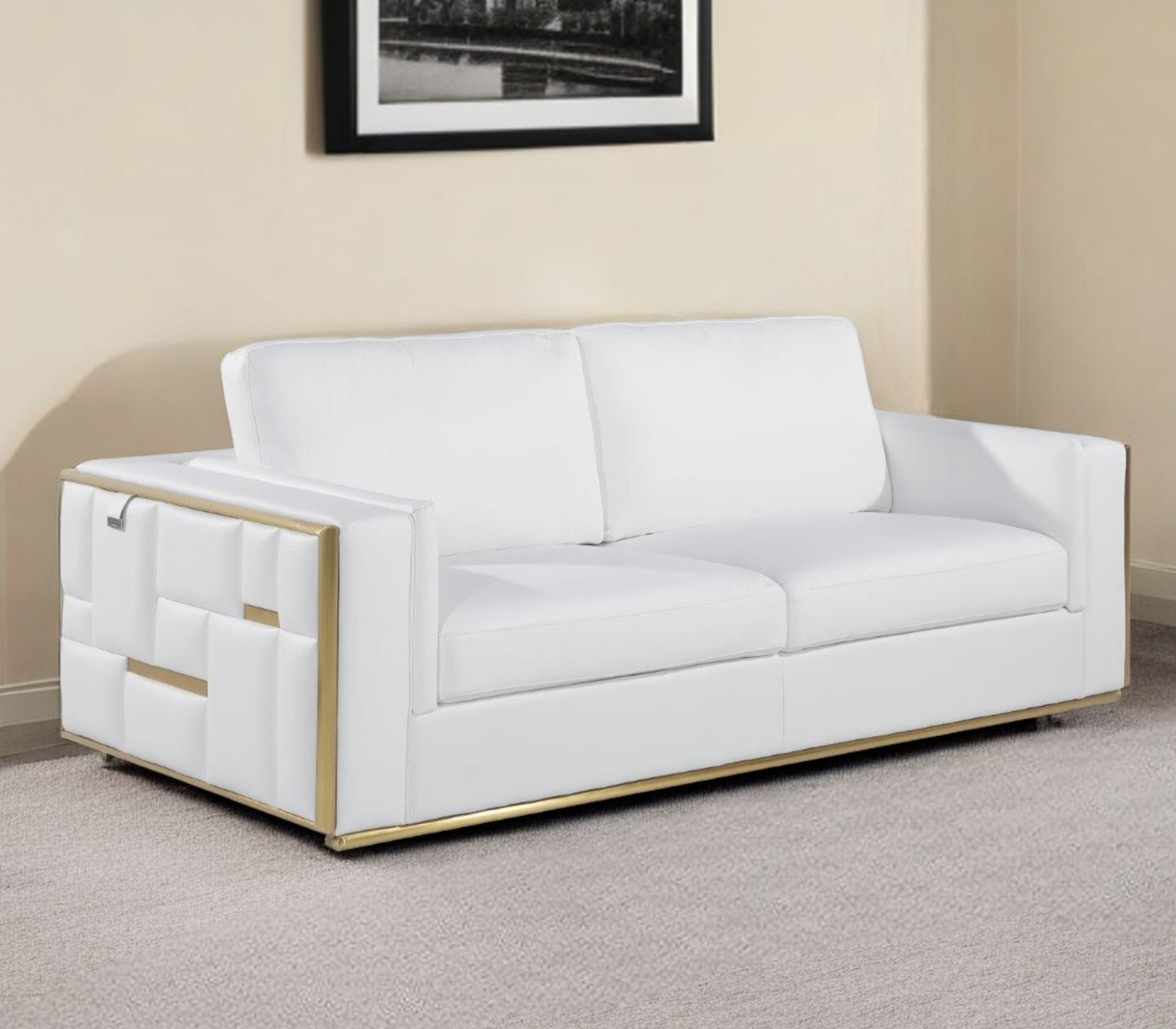 White Italian Leather Sofa