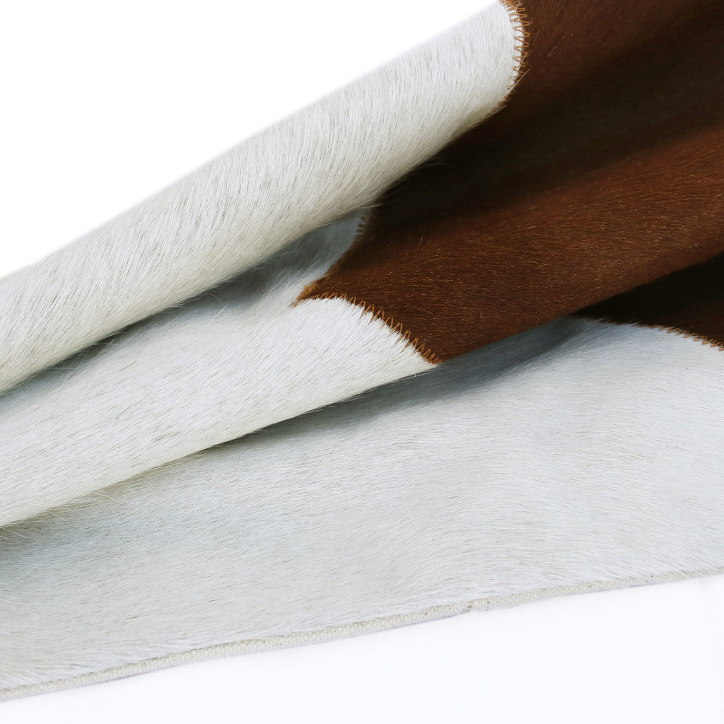 Brown & Ivory Geometric Faux Leather Pillow