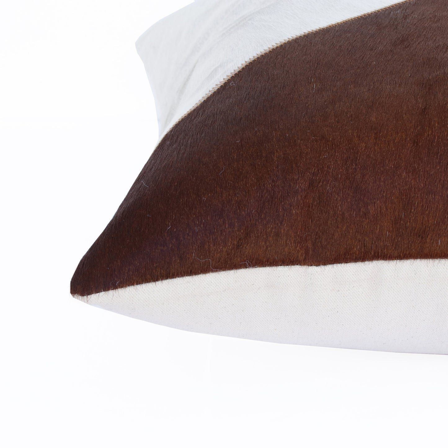 Brown & Ivory Geometric Faux Leather Pillow