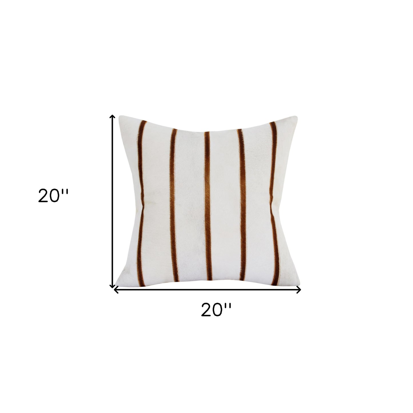 Brown & Ivory Striped Faux Leather Pillow