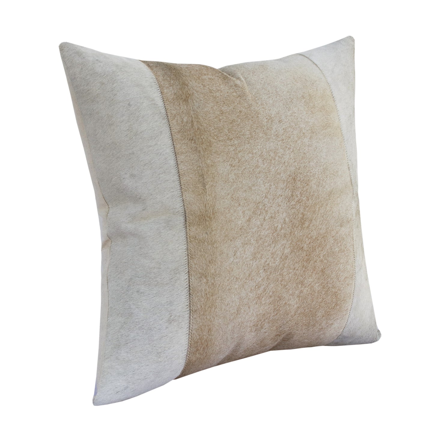 Beige & Ivory Striped Faux Leather Pillow
