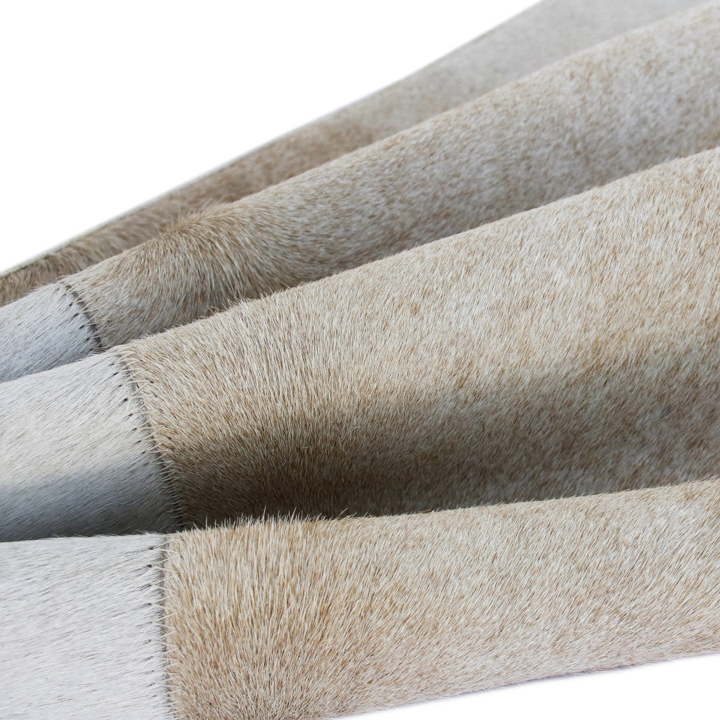 Beige & Ivory Striped Faux Leather Pillow