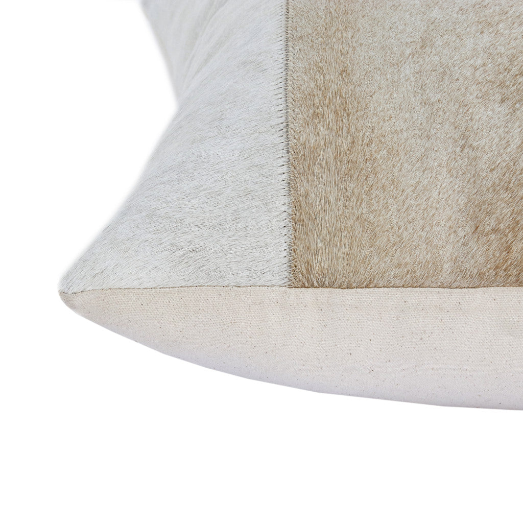 Beige & Ivory Striped Faux Leather Pillow
