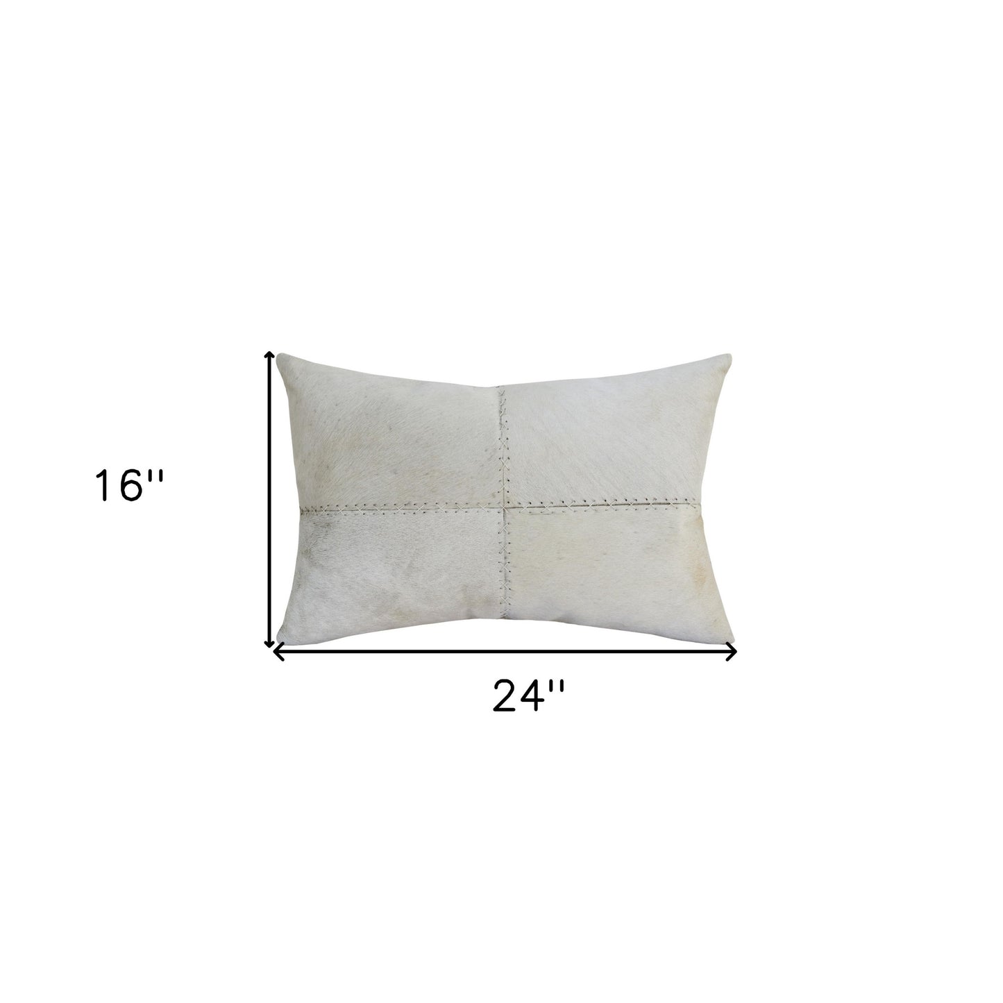 Ivory Patchwork Faux Leather Pillow