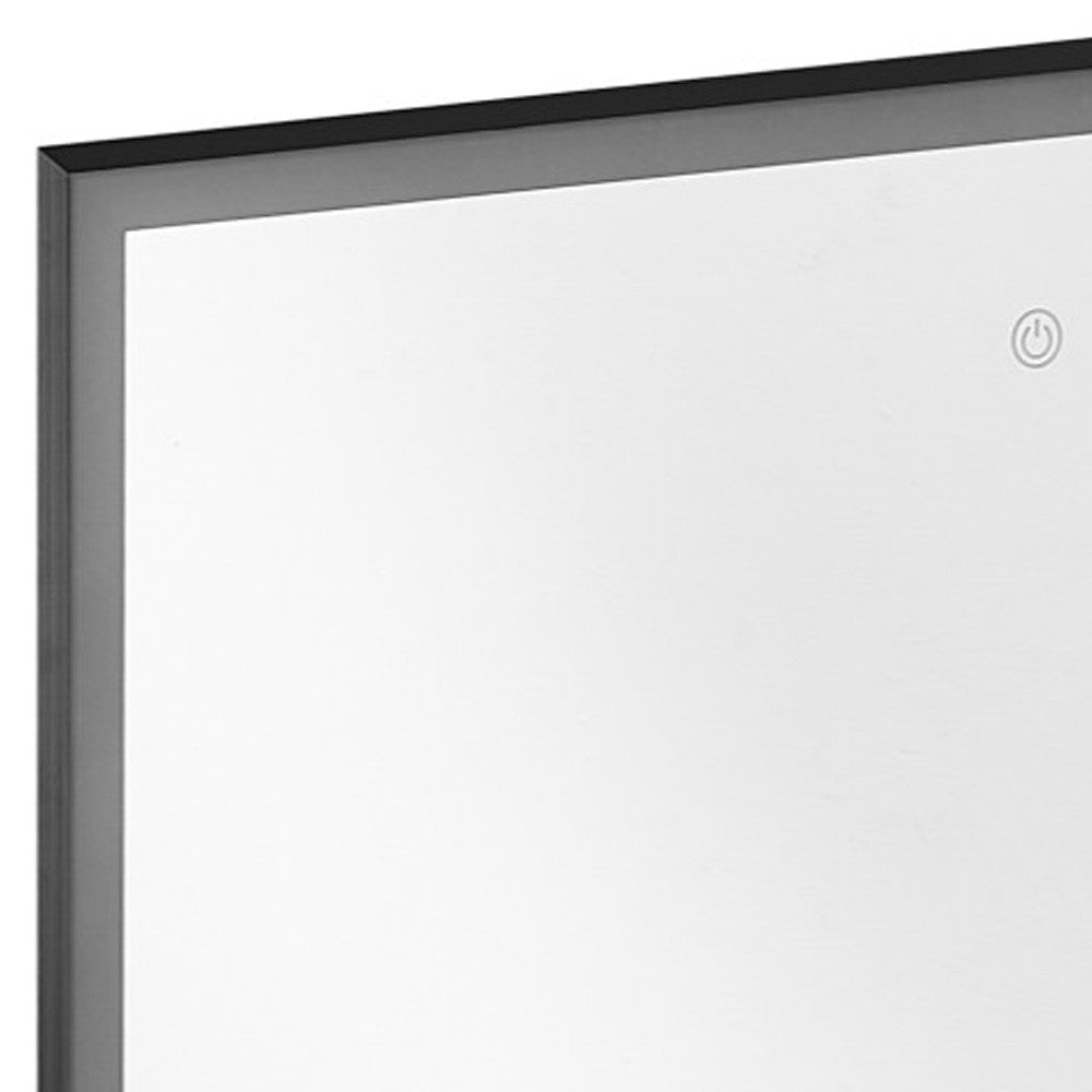Black Lighted Metal Framed Accent Mirror