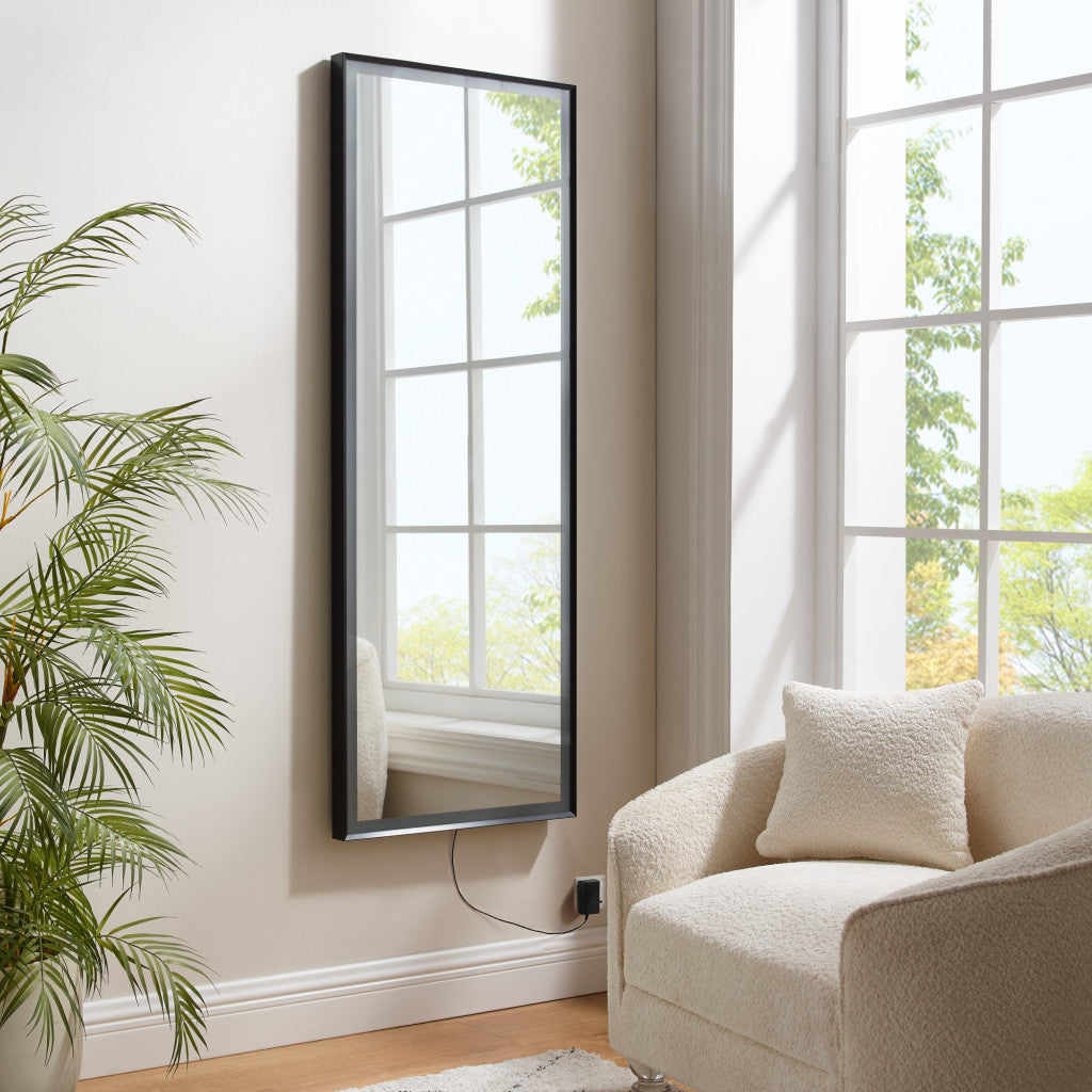 Black Lighted Metal Framed Accent Mirror