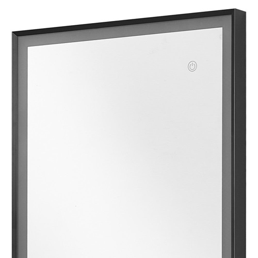 Black Lighted Metal Framed Accent Mirror