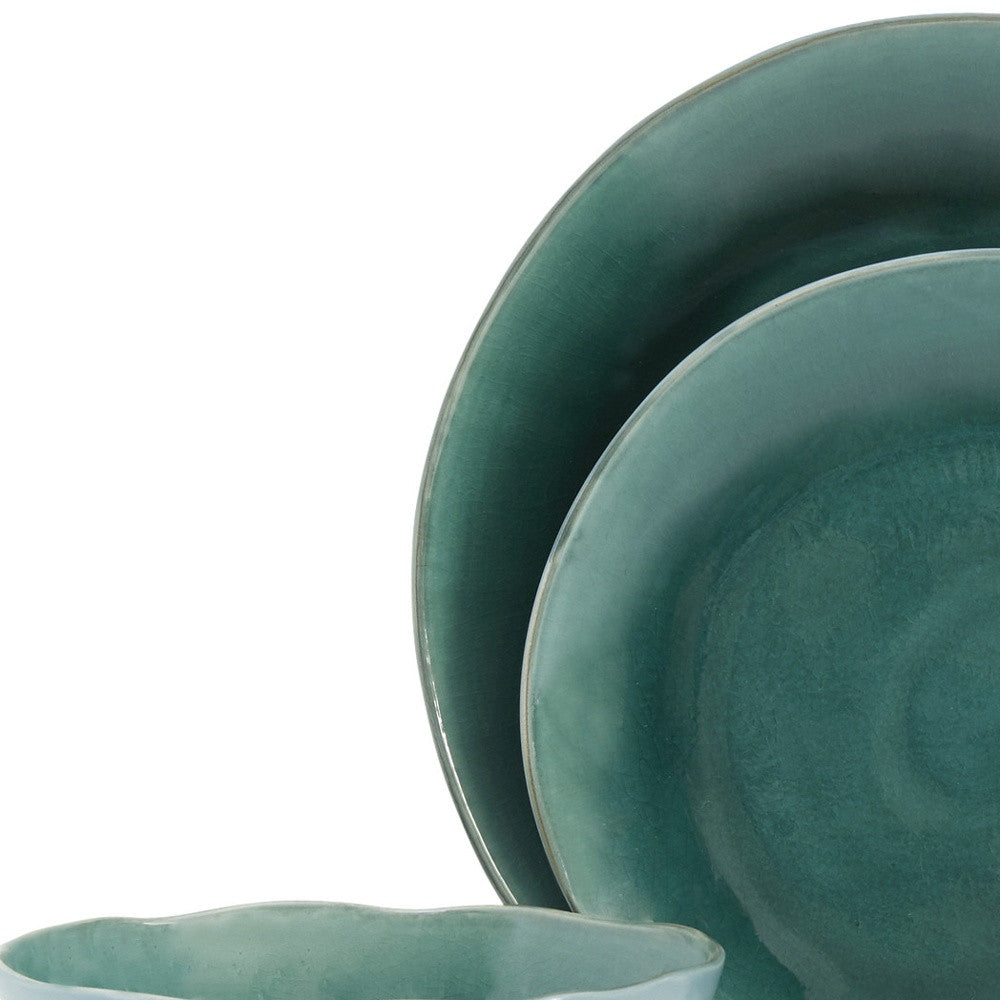 Green 16-Piece Ceramic Set of 4 Dinnerware Set