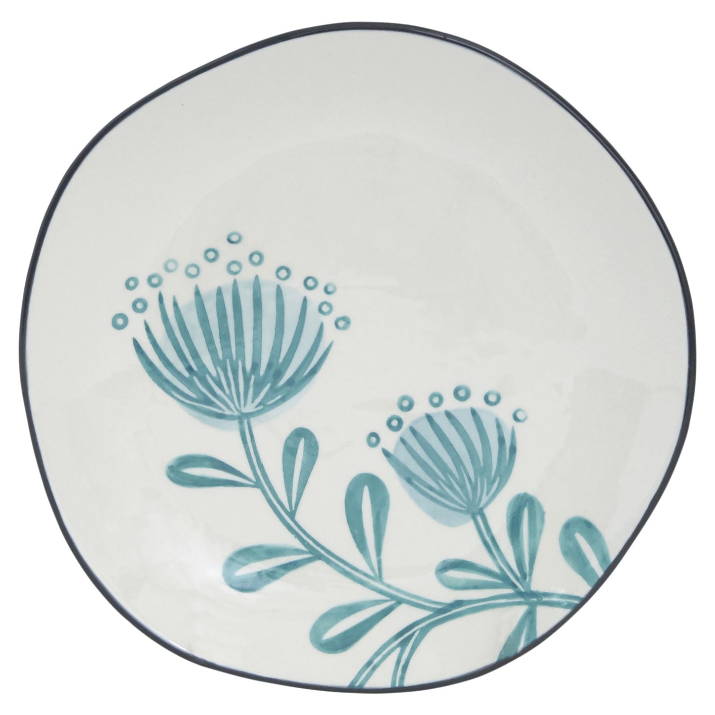 Blue and White 16-Piece Round Floral Ceramic Set of 4 Dinnerware Set