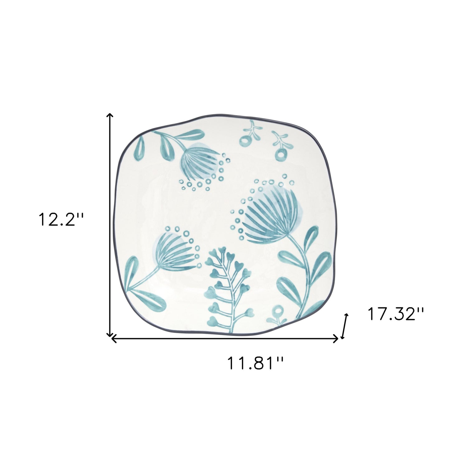 Blue and White 16-Piece Round Floral Ceramic Set of 4 Dinnerware Set