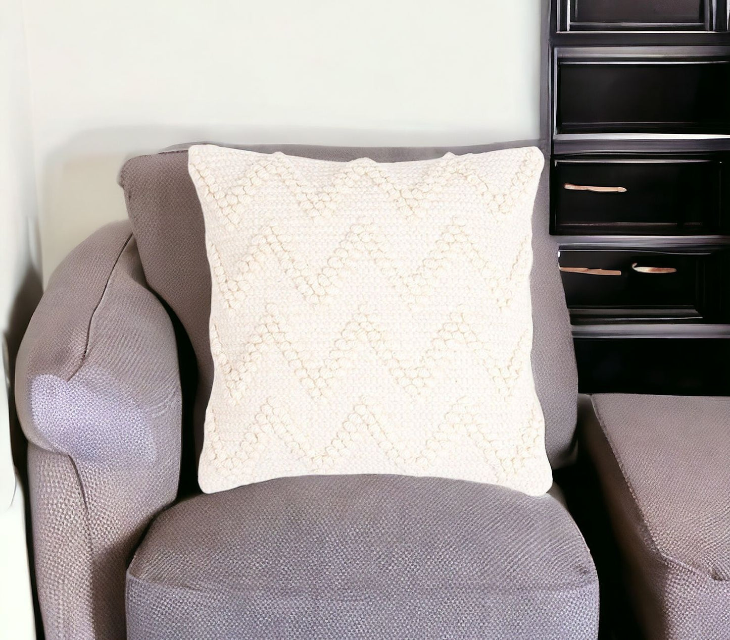 Off White Chevron Cotton Blend (Cover Only) w/ Texture