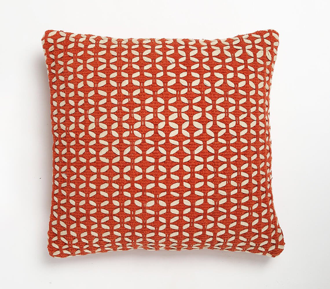 Red & White Geometric Cotton Blend (Cover Only)
