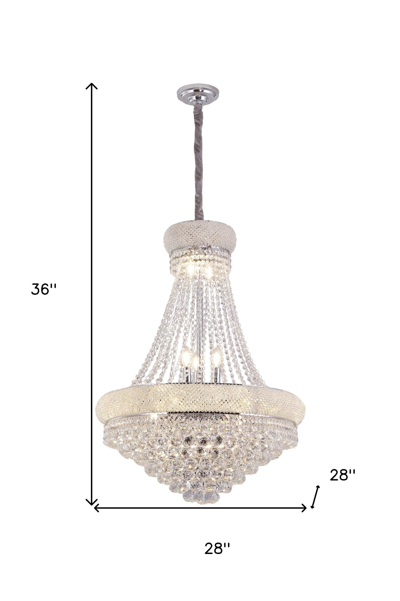 Clear & Silver Empire Multi Light Crystal Glass Chandelier
