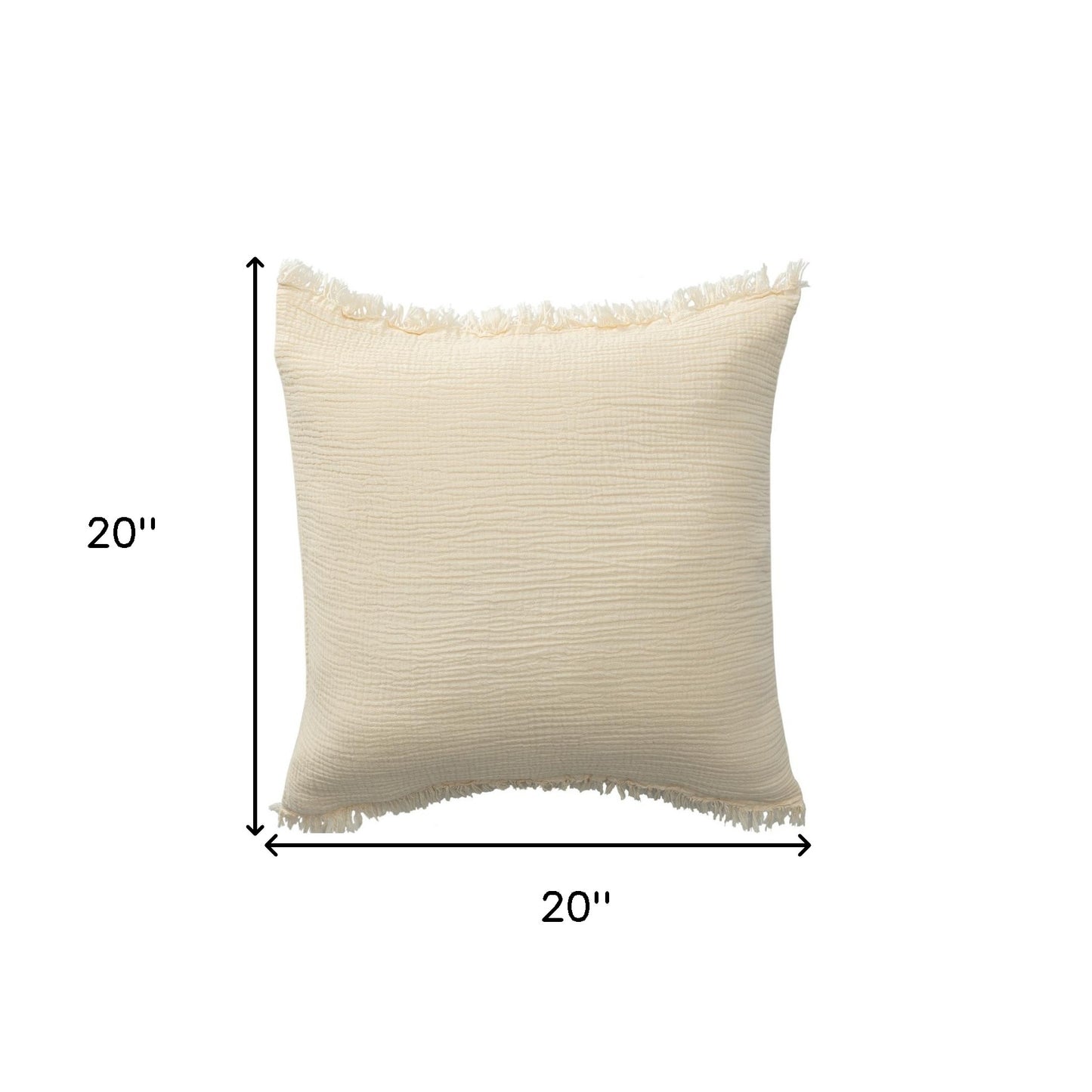 Cream Cotton Down Pillow w/ Fringe