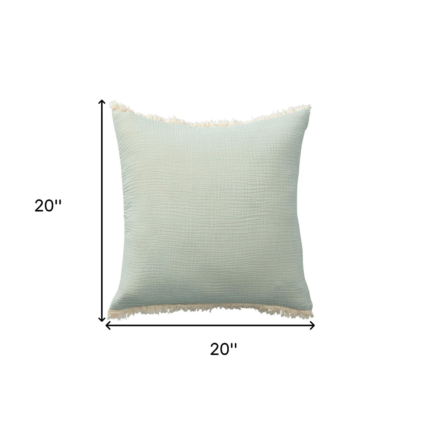 Green Cotton Down Pillow w/ Fringe