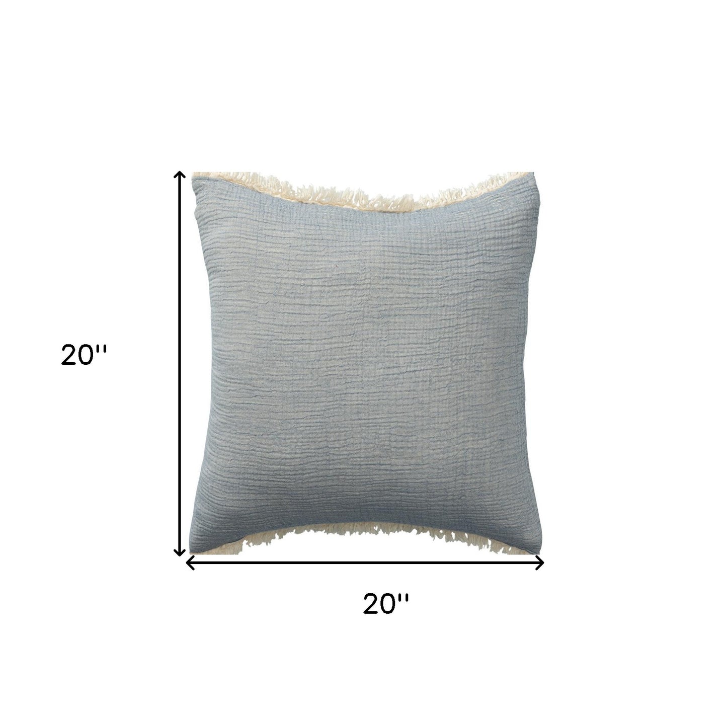 Blue Cotton Down Pillow w/ Fringe