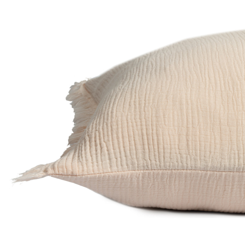 Orange Striped Cotton Down Pillow w/ Fringe