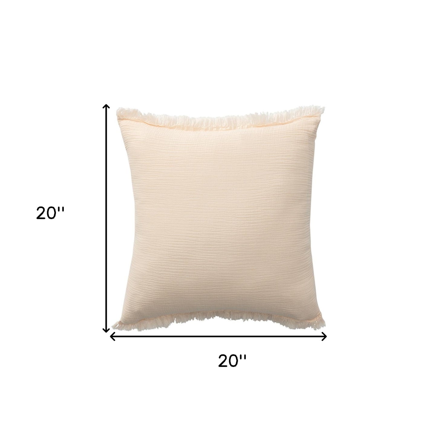 Orange Striped Cotton Down Pillow w/ Fringe